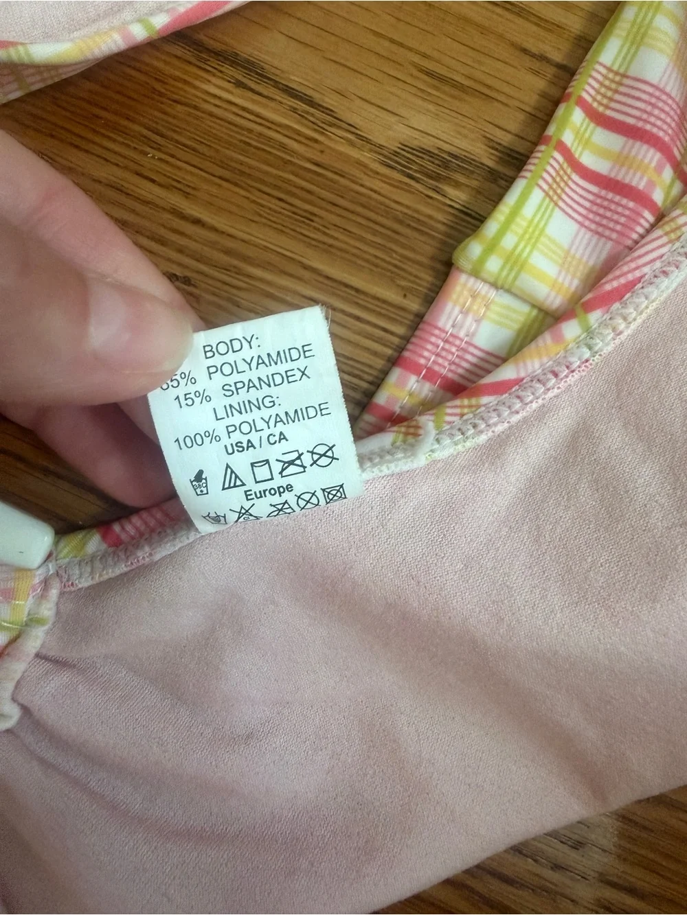 Plaid Halter Bikini Top in Pink, Yellow, White